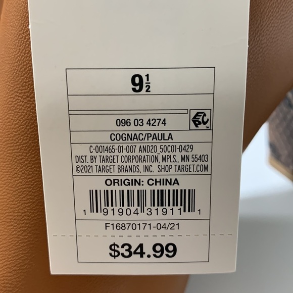 A new day cognac color mules with faux animal skin heels New with tags Sz 9.5 - Picture 9 of 9